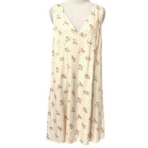 & Other Stories Paris Atelier Satin Floral Babydoll Mini Dress 12 Cream Boho